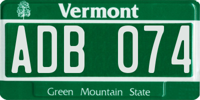 VT license plate ADB074