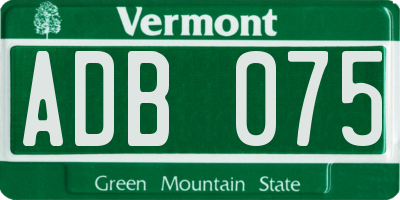 VT license plate ADB075