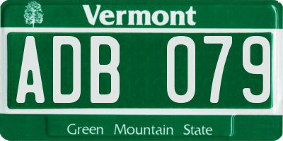VT license plate ADB079