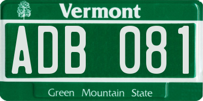 VT license plate ADB081