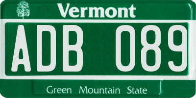 VT license plate ADB089