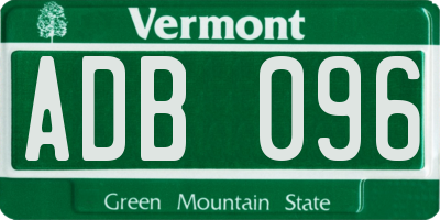 VT license plate ADB096