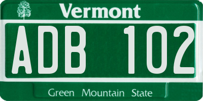 VT license plate ADB102
