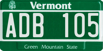 VT license plate ADB105