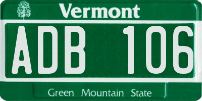 VT license plate ADB106