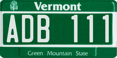 VT license plate ADB111