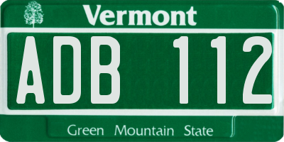 VT license plate ADB112