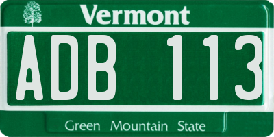 VT license plate ADB113