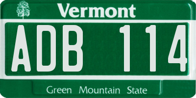 VT license plate ADB114