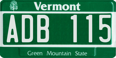 VT license plate ADB115