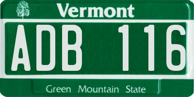 VT license plate ADB116