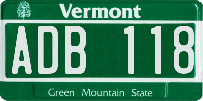 VT license plate ADB118