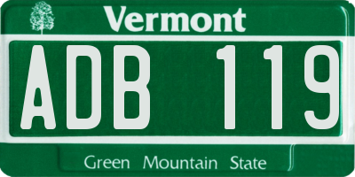 VT license plate ADB119