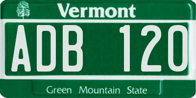 VT license plate ADB120