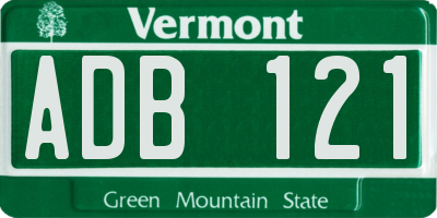 VT license plate ADB121