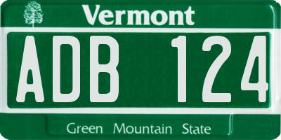 VT license plate ADB124