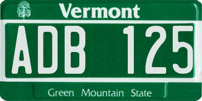 VT license plate ADB125
