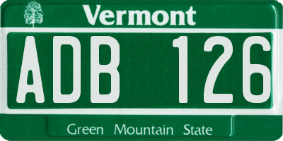 VT license plate ADB126
