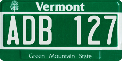 VT license plate ADB127