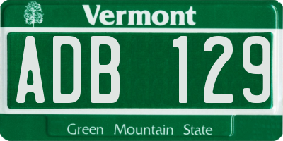 VT license plate ADB129