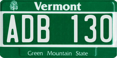VT license plate ADB130