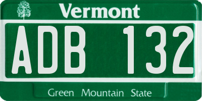 VT license plate ADB132