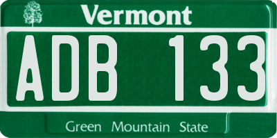 VT license plate ADB133