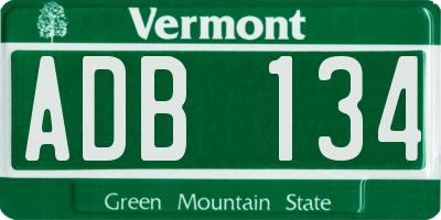 VT license plate ADB134