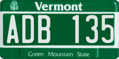 VT license plate ADB135