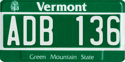 VT license plate ADB136