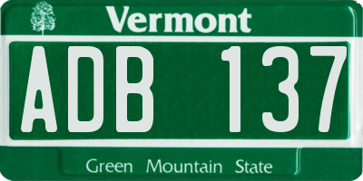 VT license plate ADB137