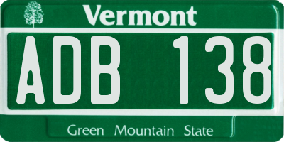 VT license plate ADB138