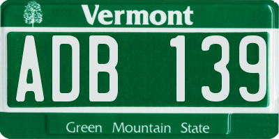 VT license plate ADB139
