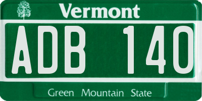 VT license plate ADB140