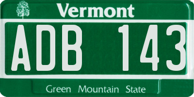 VT license plate ADB143