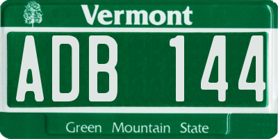 VT license plate ADB144