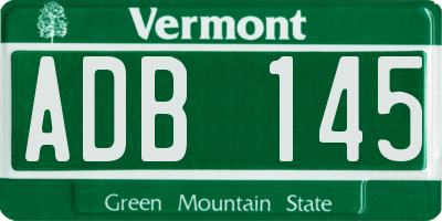VT license plate ADB145