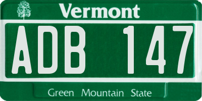 VT license plate ADB147