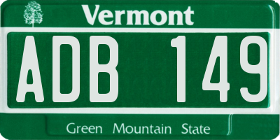 VT license plate ADB149