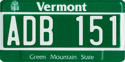 VT license plate ADB151