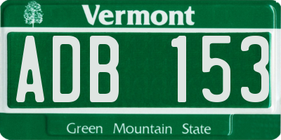 VT license plate ADB153