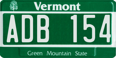 VT license plate ADB154