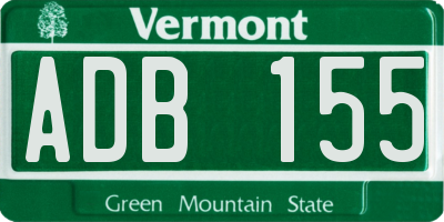 VT license plate ADB155
