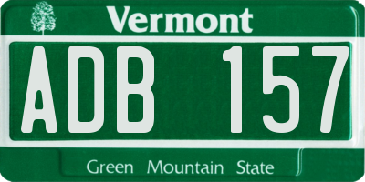 VT license plate ADB157