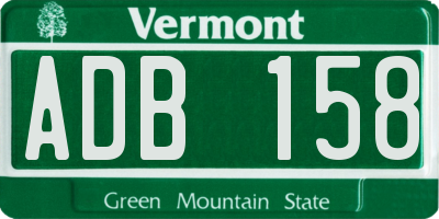 VT license plate ADB158