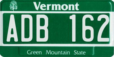 VT license plate ADB162