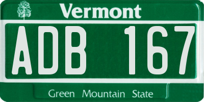 VT license plate ADB167