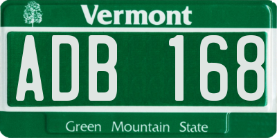 VT license plate ADB168