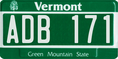 VT license plate ADB171