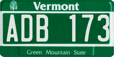 VT license plate ADB173